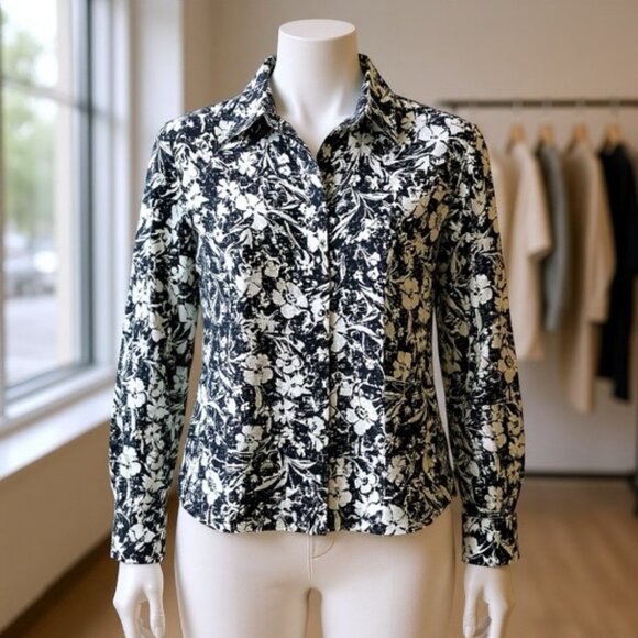 Evan Picone 100% Silk Women's Floral Boho Chic Button Up Shirt - Picture 3 of 14